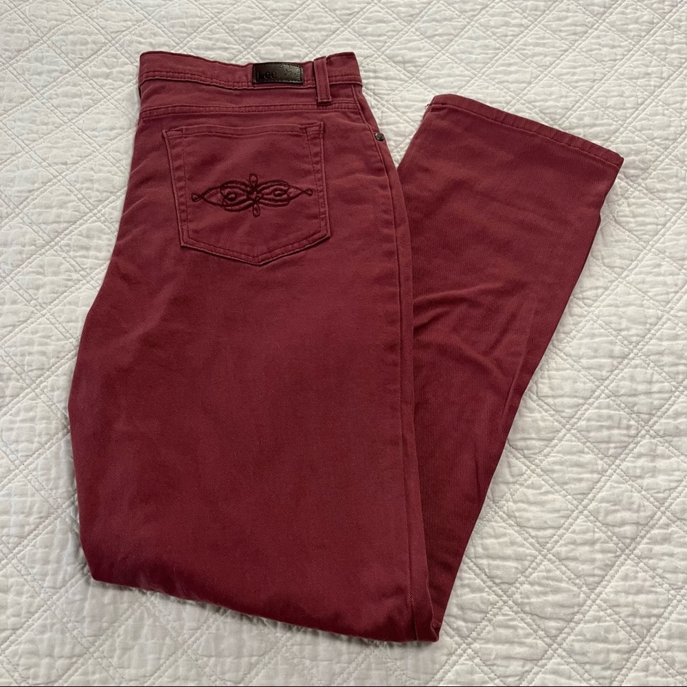 Vintage Western Wear Riders Classic fit Rose Red scroll pocket pants 16